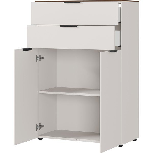 Sivo-bež visoka komoda v orehovem dekorju 81x120 cm Ancona - Germania-image-2