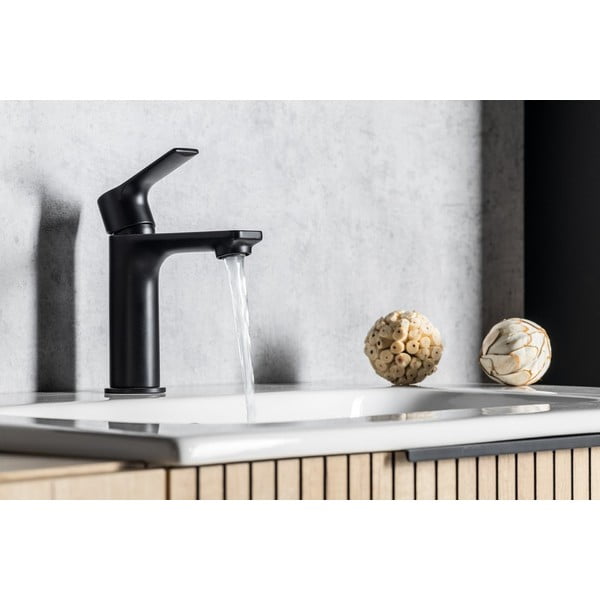 Mat črna stoječa armatura za umivalnik Pax – Sapho-image-3