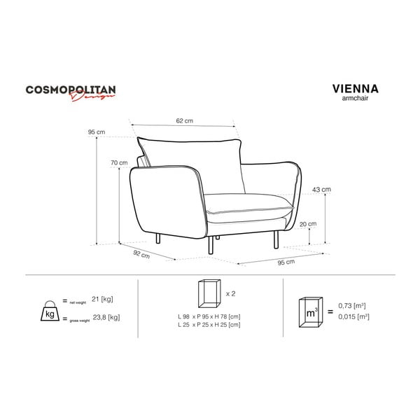 Temno siv žametni fotelj Cosmopolitan Design Vienna-image-4