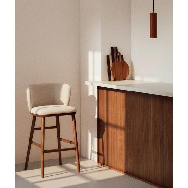 Bež oblazinjen barski stol (višina sedeža 75 cm) Ciselia – Kave Home-image-1