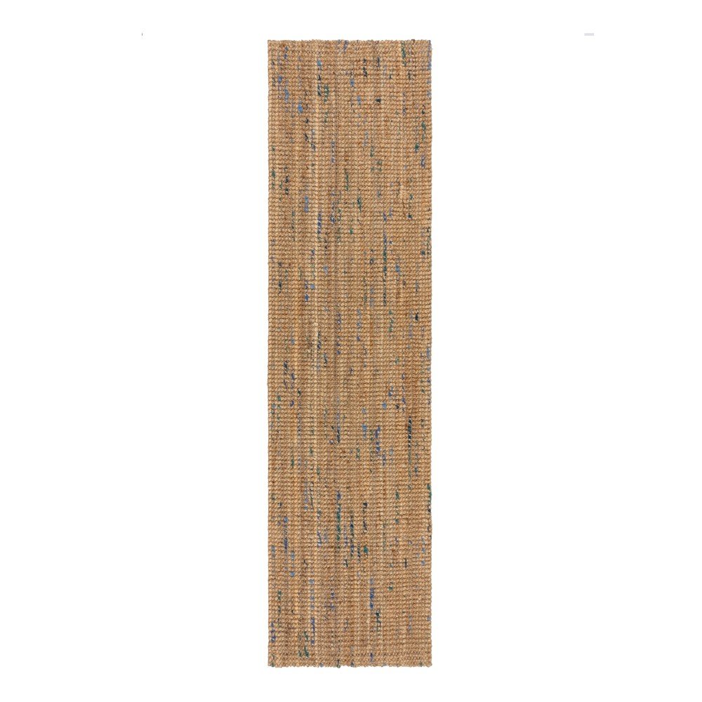 Ročno tkan tekač iz jute v naravni in barvi Jute Boucle Blue