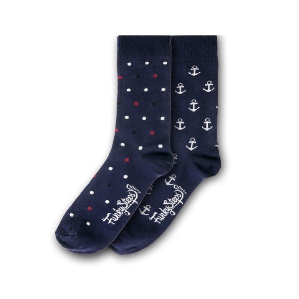 Komplet 2 parov nogavic Funky Steps Anchor, velikost 39 - 45