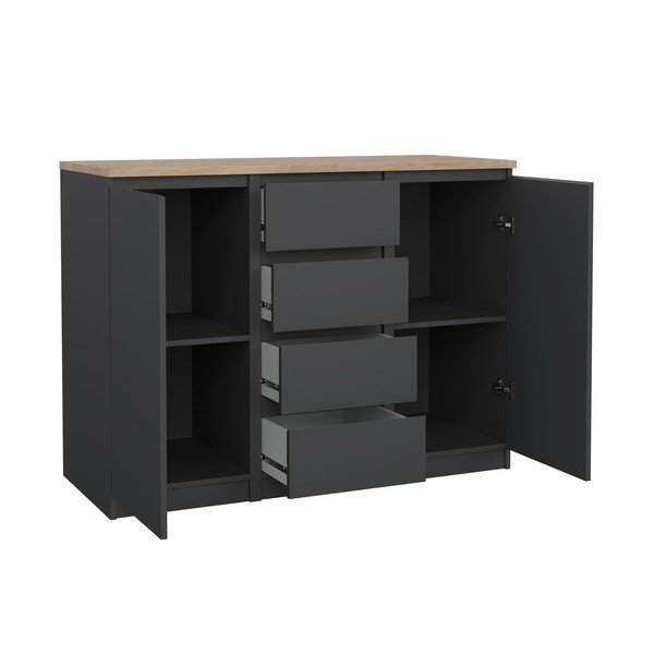 Temno siva komoda 121x91x50 cm Naia – Tvilum-image-2