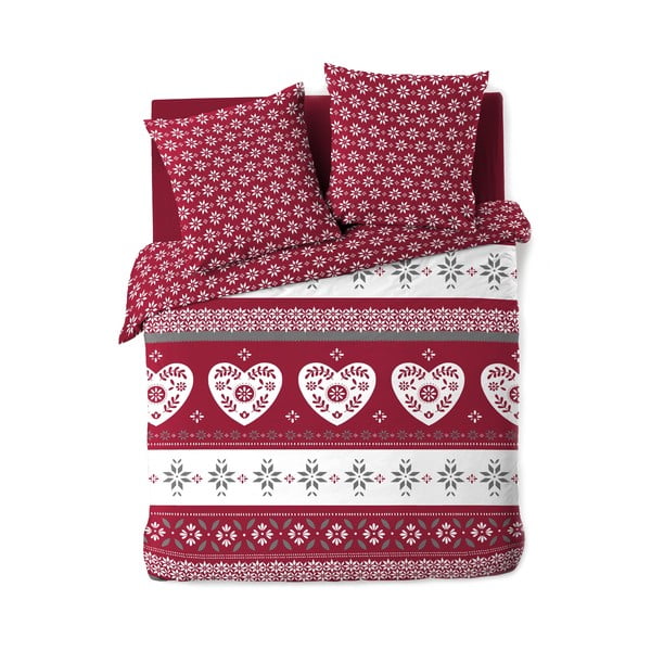 Rdeča bombažna podaljšana posteljnina za zakonsko posteljo 240x220 cm Alpage – douceur d'intérieur