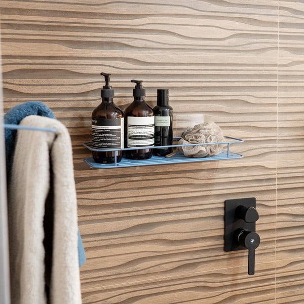 Svetlo modra kovinska kopalniška polica z namestitvijo brez vrtanja Grena – Compactor-image-1