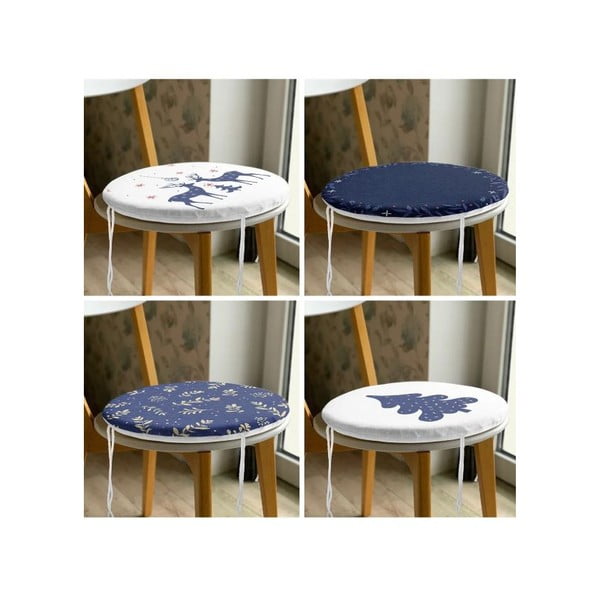 Sedežne blazine z božičnim motivom v kompletu 4 ks ø 40 cm Blue Christmas – Mila Home-image-3