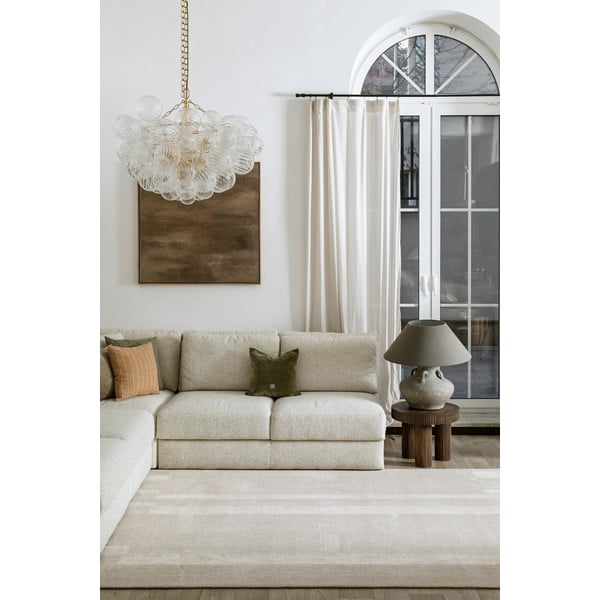 Sivo-bež volnena preproga 133x190 cm Agnus Brush Lines – Agnella-image-1