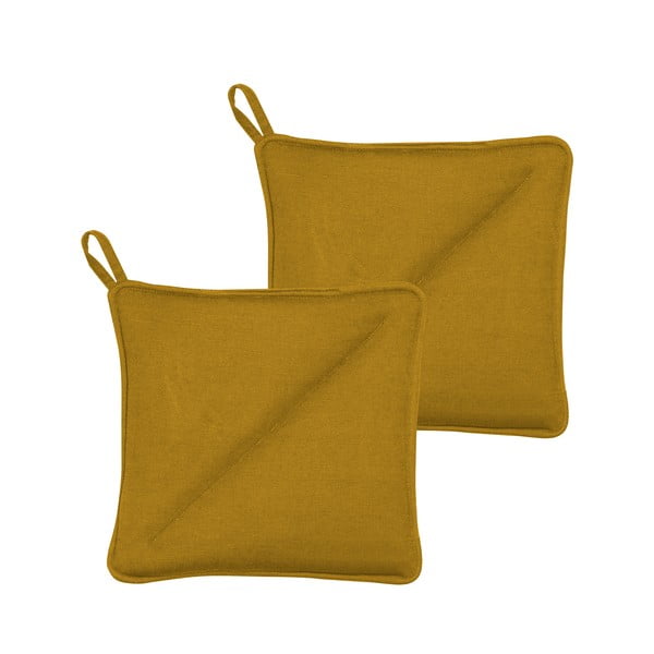 Komplet 2 rumenih bombažnih kuhinjskih rokavic Södahl-image-1