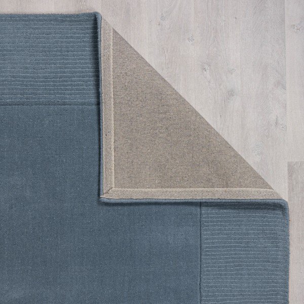 Temno modra ročno tkana volnena preproga 120x170 cm Textured Wool Border – Flair Rugs-image-3