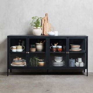 Črna kovinska vitrina 170x85 cm Carmel – Unique Furniture