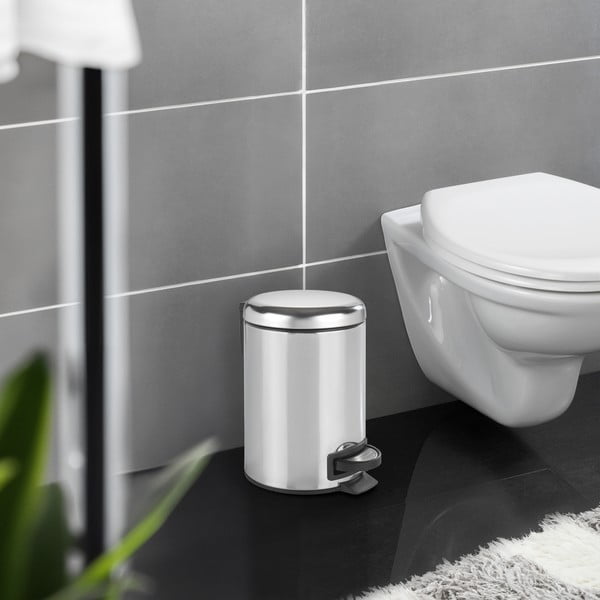 Srebrn koš za smeti s pedalom Wenko Leman Shiny, 3 l-image-1