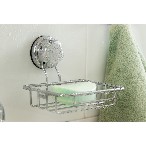 Jeklen podstavek za milo v srebrni barvi z namestitvijo brez vrtanja Bestlock Bath – Compactor-image-1