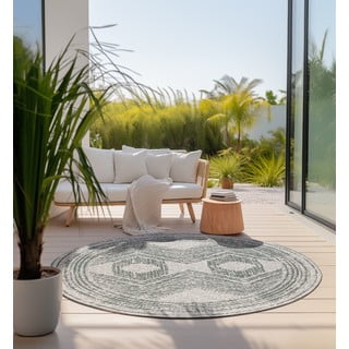 Zelena/kremno bela okrogla zunanja preproga ø 100 cm Gemini – Elle Decoration