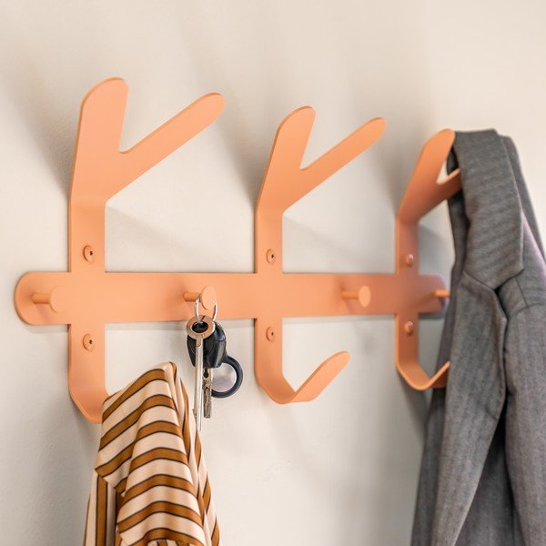 Rožnato-oranžen jeklen stenski obešalnik 66 cm Frondo – Spinder Design-image-2