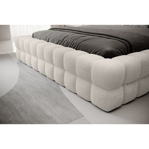 Bela oblazinjena zakonska postelja s prostorom za shranjevanje in z letvenim dnom 180x200 cm Dizzle – ELTAP-image-3