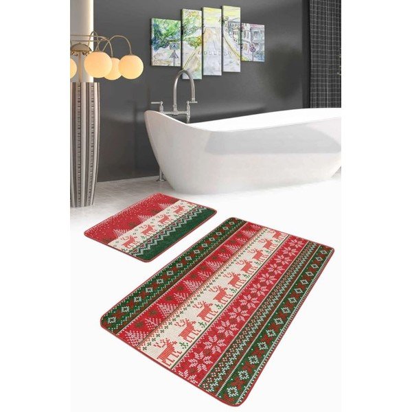 Žametne kopalniške preproge v kompletu 2 ks 60x100 cm Merry Christmas – Mila Home