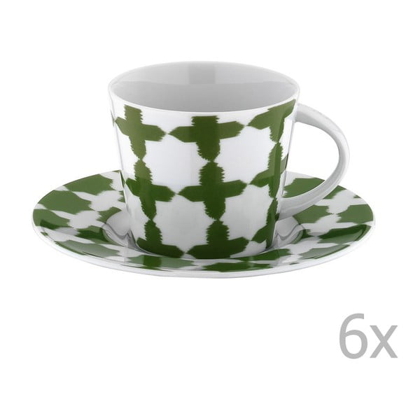 Komplet 6 porcelanskih skodelic za čaj s podstavki Drosoula