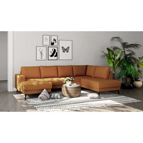 Oranžna kotna sedežna garnitura (desni kot) Fynn – Ghado-image-1