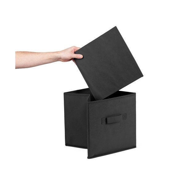 Črna tekstilna škatla za shranjevanje 31x31x31 cm – Compactor-image-1
