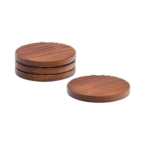 Leseni podstavki za kozarce v kompletu 4 ks v temni naravni barvi Rommu – Kave Home