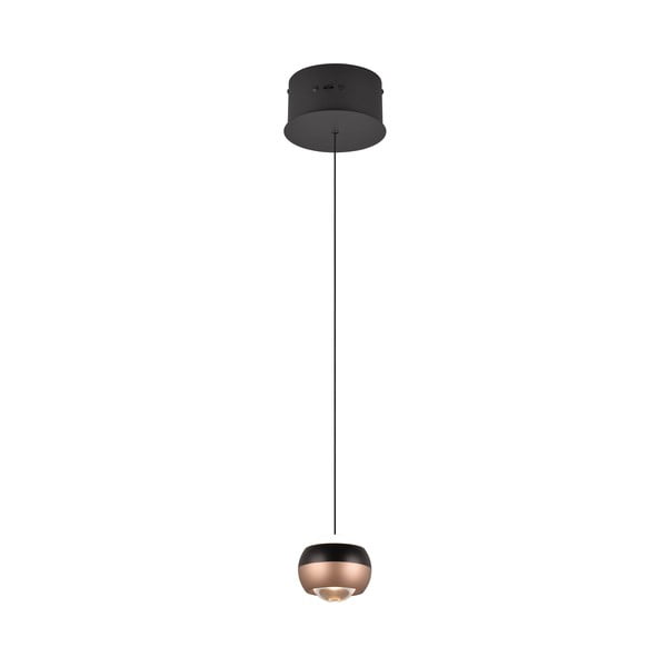 Črna/bakrena LED viseča svetilka s kovinskim senčnikom ø 15,5 cm Orbit – Trio Select