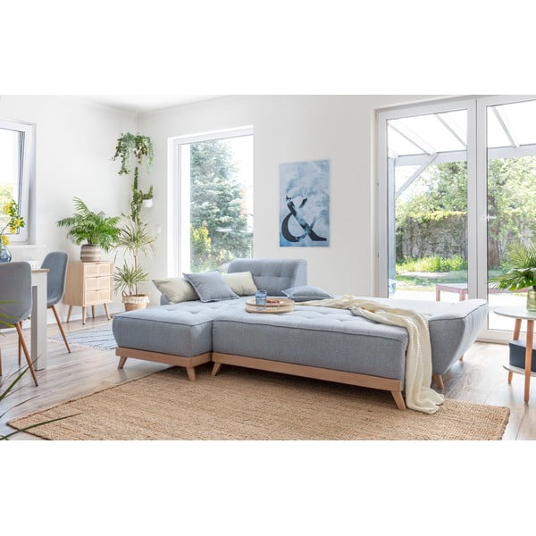 Svetlo modra raztegljiva sedežna garnitura Miuform Dazzling Daisy-image-4