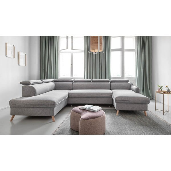 Svetlo siva raztegljiva kotna sedežna garnitura (levi kot) Sweet Harmony – Miuform-image-3