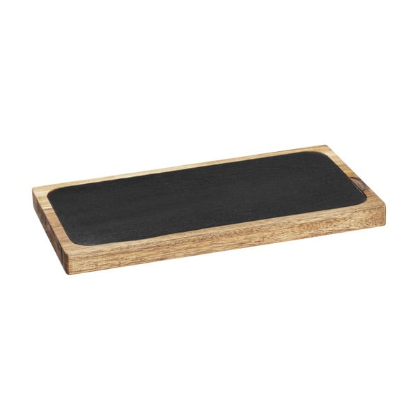 Črn/naraven lesen servirni krožnik 30x15 cm – Wenko