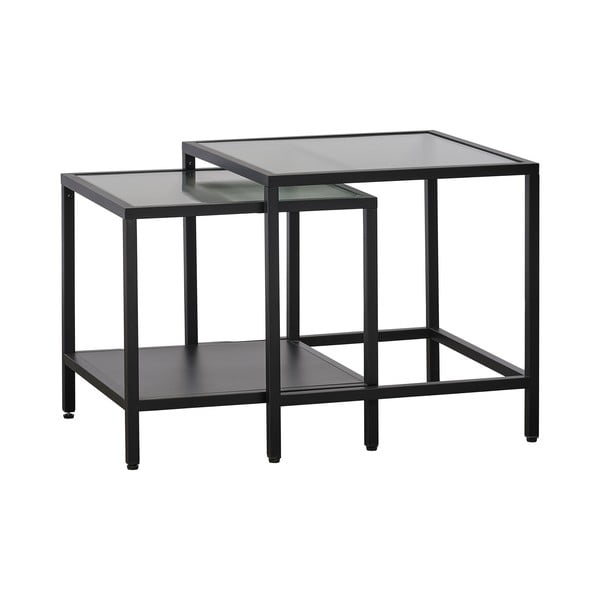 Steklene stranske mizice v kompletu 2 ks 50x50 cm Bronco – Unique Furniture-image-2