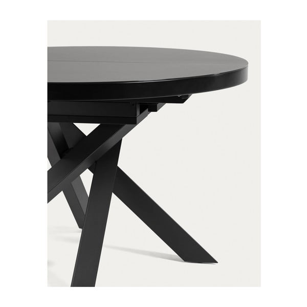 Črna okrogla raztegljiva jedilna miza s stekleno mizno ploščo ø 160 cm Vashti – Kave Home-image-4