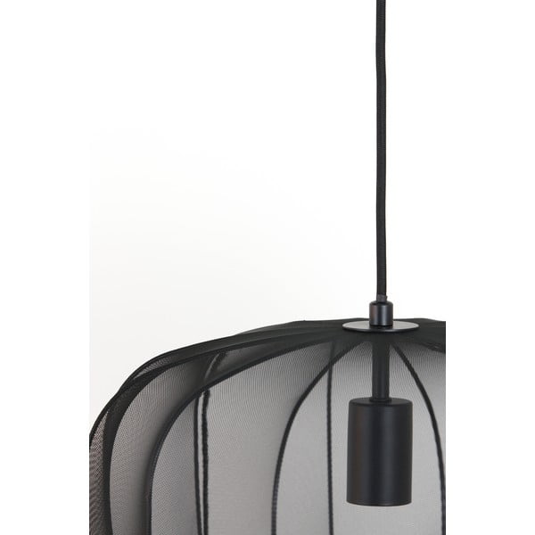 Črna viseča svetilka s tekstilnim senčilom ø 40 cm Plumeria – Light & Living-image-4