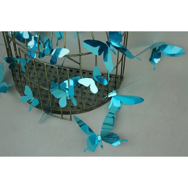 Komplet 12 modrih samolepilnih 3D nalepk Ambiance Butterflies-image-3