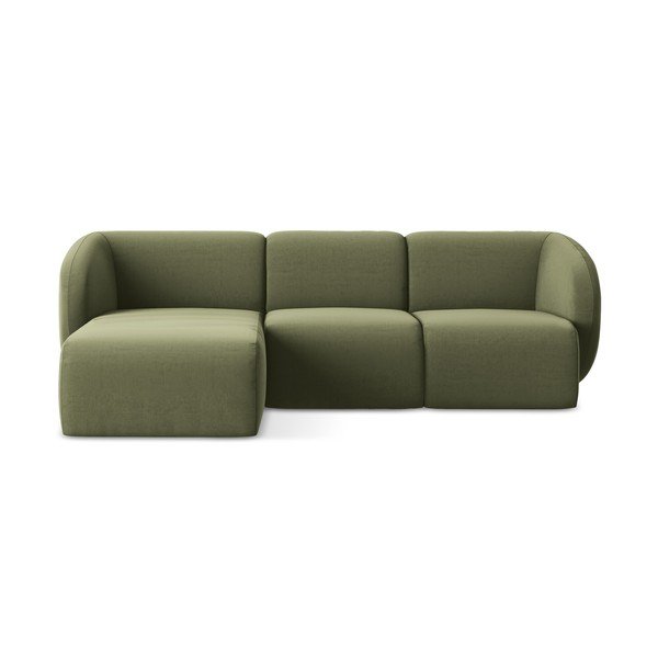 Zelena žametna kotna sedežna garnitura (levi kot/z ležalnikom) Lani – Makamii