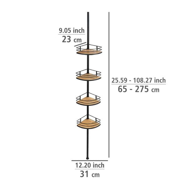 Mat črna/naravna kotna bambusova teleskopska kopalniška polica Dolcedo – Wenko-image-4