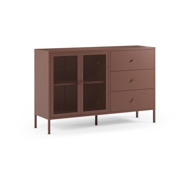 Bordo rdeča kovinska komoda 140x90x40 cm Fayna – Marckeric-image-4