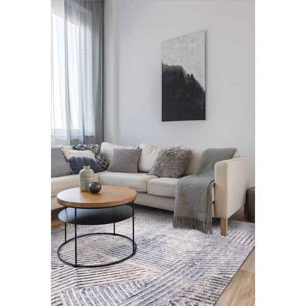 Svetlo modra volnena preproga 200x300 cm Strokes – Agnella-image-1