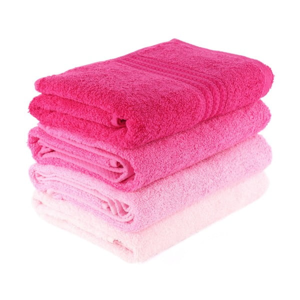 Komplet 4 rožnatih bombažnih brisač Foutastic, 50 x 90 cm-image-1