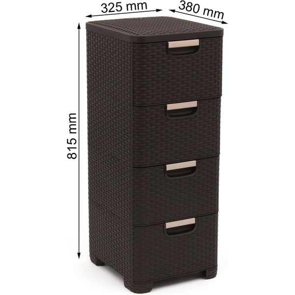 Temno rjava plastična visoka kopalniška omarica 33x79 cm Rattan – Curver-image-4