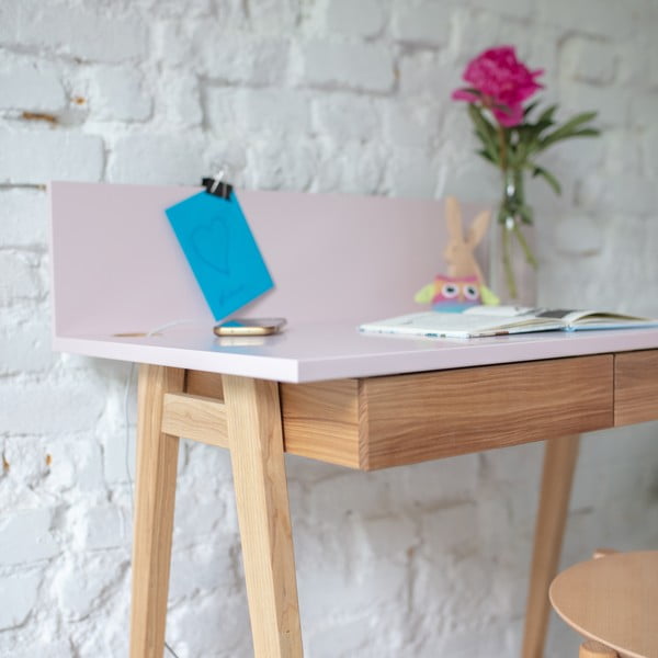 Siva pisalna miza s podnožjem iz jesenovega lesa Ragaba Luka, dolžina 85 cm-image-2