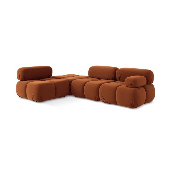 Oranžna žametna kotna sedežna garnitura (levi kot) Lokua – Makamii-image-3