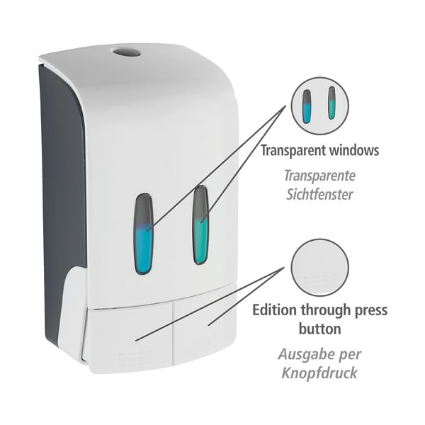 Bel plastičen stenski dozirnik za milo 0.96 l Tartas – Wenko-image-4