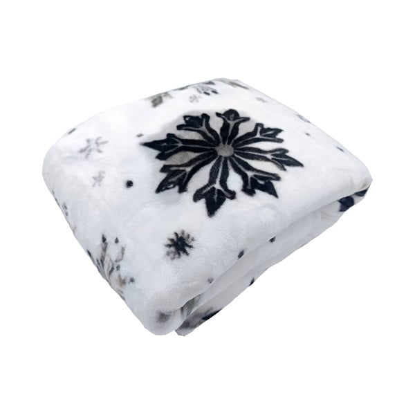 Bela odeja z božičnim motivom iz mikropliša 150x200 cm Nord Flake – My House-image-1