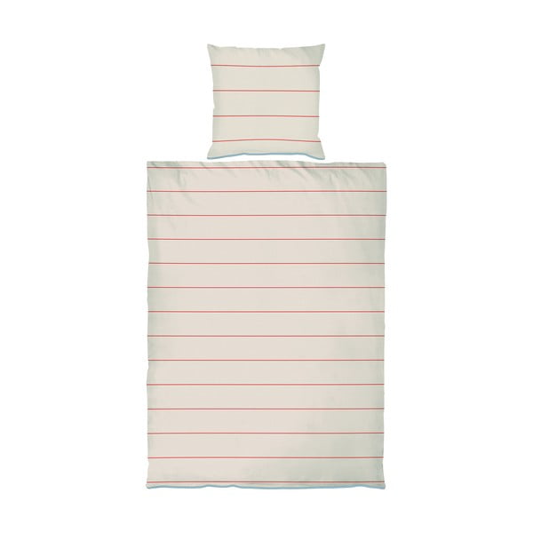 Rdeča/bež enojna posteljnina iz bombažnega satena 140x200 cm Align – Mette Ditmer Denmark