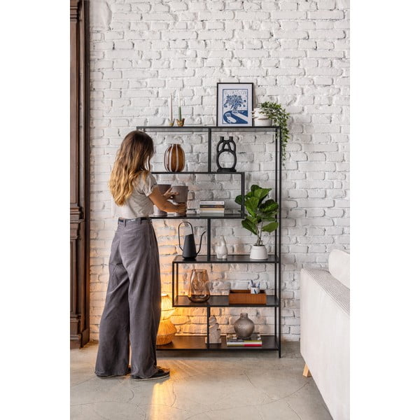 Črna knjižna omara v jesenovem dekorju 114x185 cm Seaford - Actona-image-1