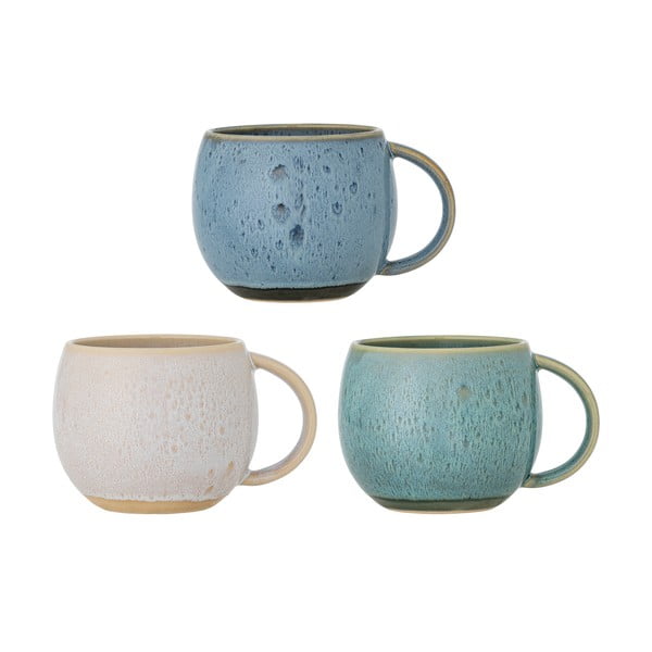 Modro-kremno bele skodelice v kompletu 3 ks iz kamenine 420 ml Harriet – Bloomingville