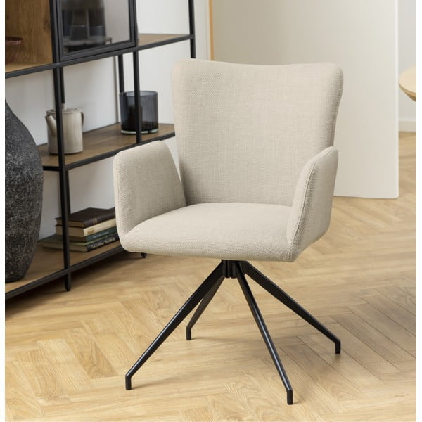 Bež oblazinjeni jedilni stoli v kompletu z nasloni za roke 2 ks Laura – Actona-image-1