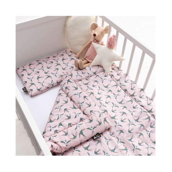 Roza komplet za otroško posteljico Sweet Dreams - Yellow Tipi-image-3