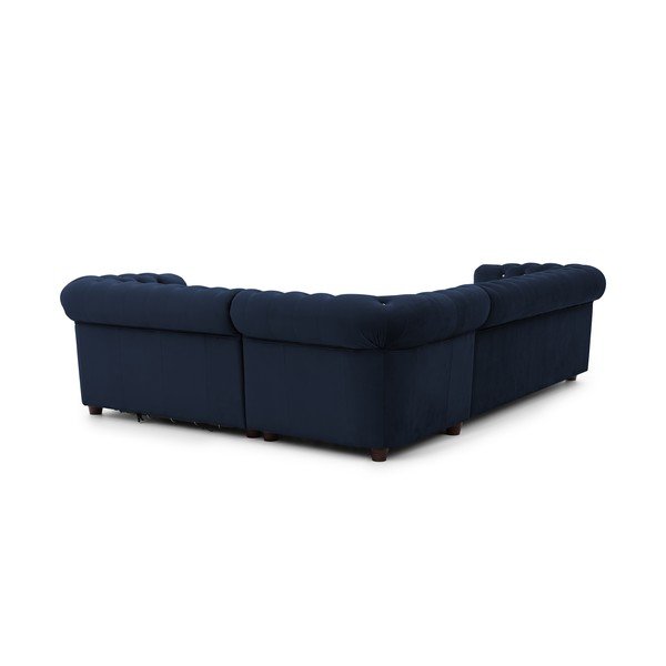 Modra žametna raztegljiva kotna sedežna garnitura (desni kot/v obliki črke L) York Blik – Ropez-image-3