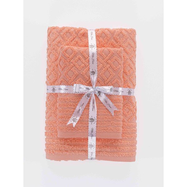 Oranžni frotirni bombažni komplet brisač 2 ks Diamond – Mila Home-image-3