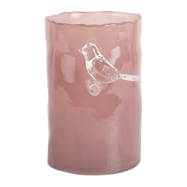 Rožnata steklena vaza (višina 15 cm) Bird On Branch – PT LIVING